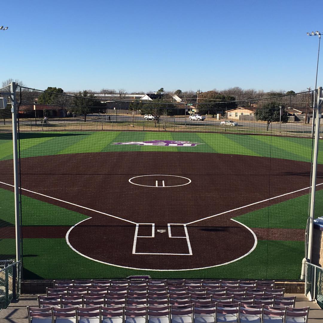 The new turf has been installed on softball's Poly Wells Field. (photo via AD Lee De Leon)