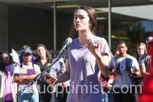 Students speak out against racism after Chapel Wednesday. 
